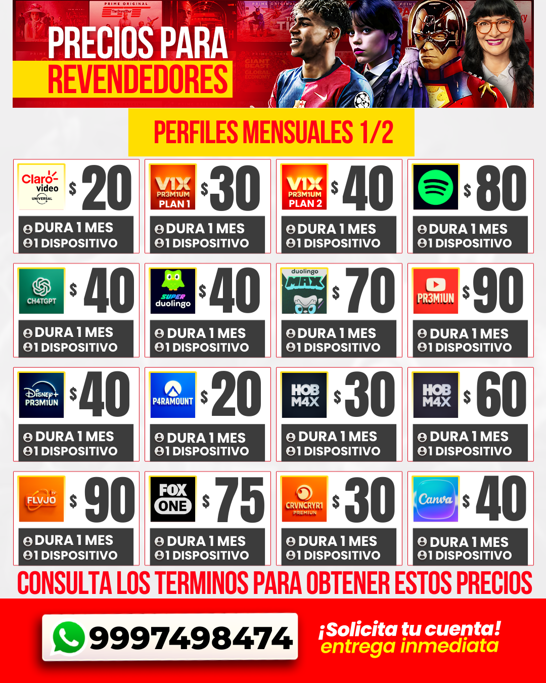 Precios de perfiles para revendedores parte 1